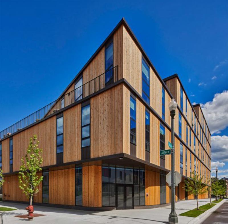 Edificio de apartamentos en Detroit. Foto: Jason Keen. LOHA (Lorcan O’Herlihy Architects)